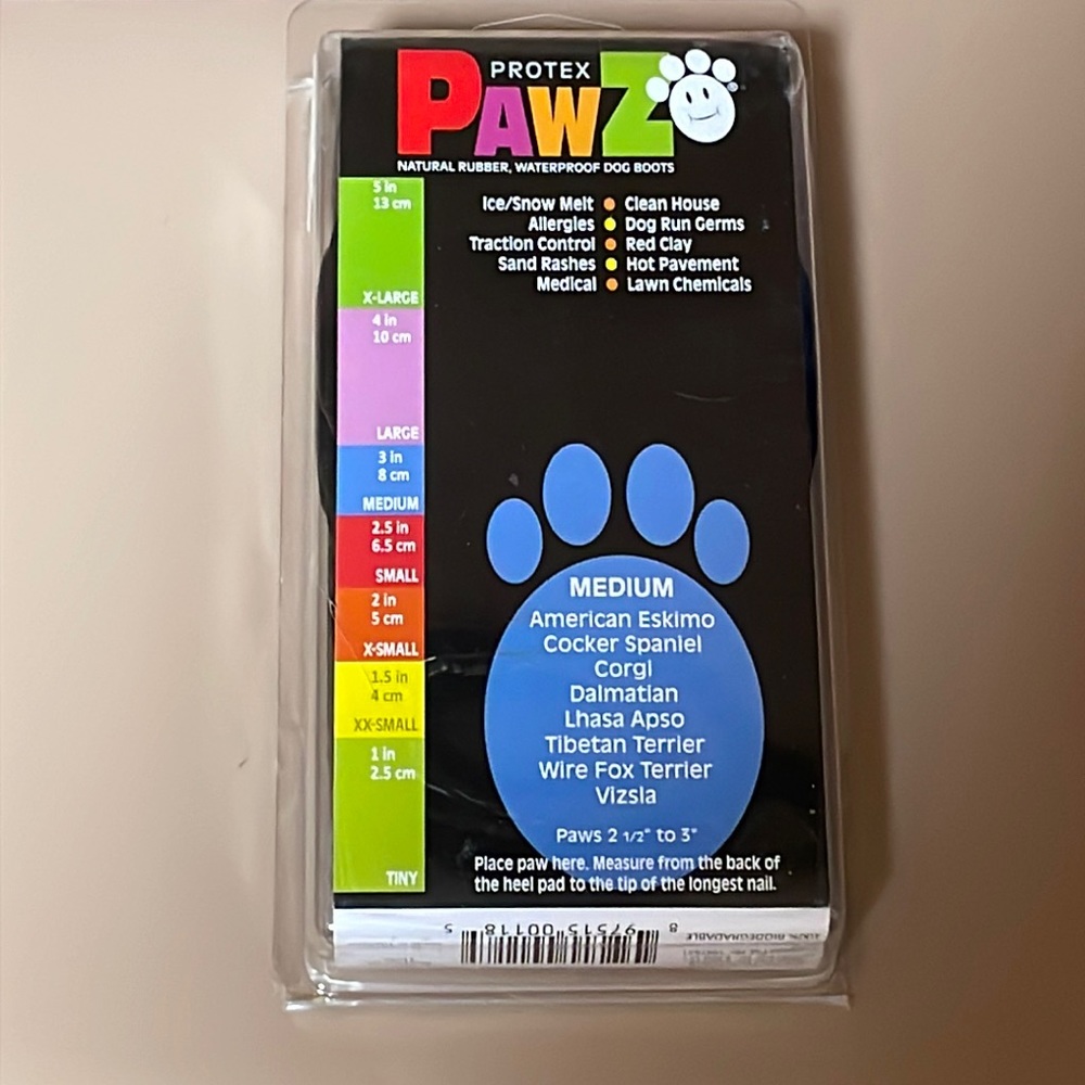 Protex PawZ Waterproof Dog Boots, Size Medium, Black, 12 per pack